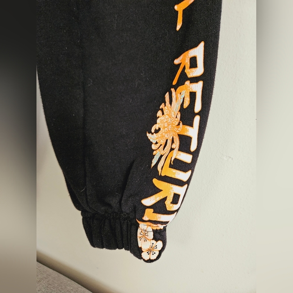 Bershka Dragon Sweatpants Black Asian Flower Design "Eternal Return" Size Small - Picture 7 of 14